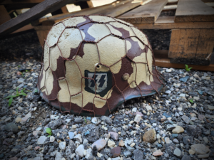 German WW2 SS M35 Helmet Afrika Camouflage with Chicken Wire