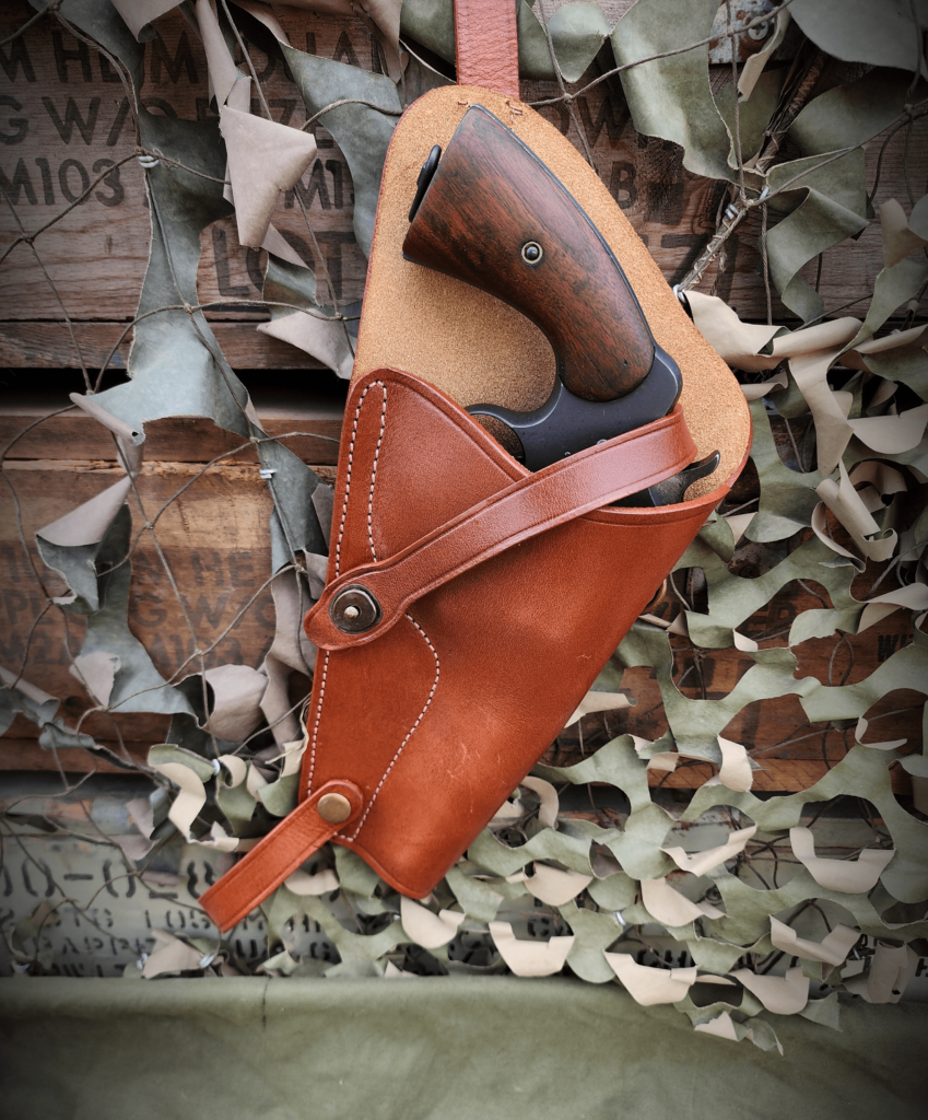US WW1 M1917 1942 .45 PISTOL REVOLVER HOLSTER PREMIUM DRUM DYED LEATHER Lefty | #4720150416