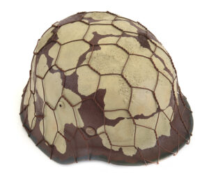 German WW2 M35 Helmet Afrika Camouflage with Chicken Wire