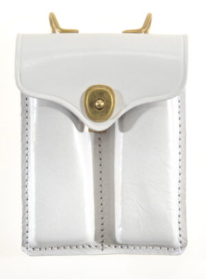 Premium Drum Dyed White Leather .45 Double Magazine Pouch With Hanger