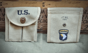 101st Airborne Screaming Eagles M1 Carbine Buttstock Type Pouch Lt OD Marked JT&L® 1943