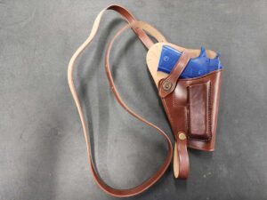 M3 Colt 1911 .45 Shoulder Holster Premium Drum Dyed Leather with Magazine Pouch fits USGI M1911 Production Model