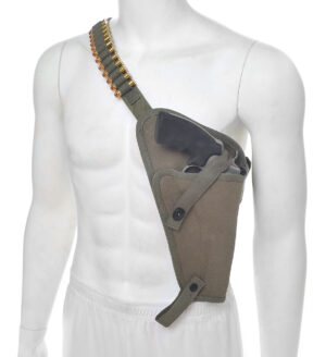 M3 Canvas Shoulder Holster With Shell Loops OD Fits Colt Anaconda 44 Magnum up to 6″ Barrel