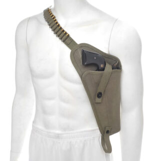 OD Canvas M3 Tanker Shoulder Holster with Shell Loops Marked JT&L fits Ruger Blackhawk and Colt N1851 Navy