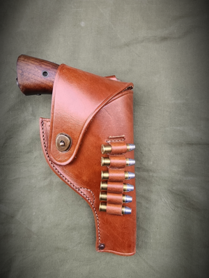 US WW2 Smith & Wesson Victory Model Revolver Holster in Brown Leather .38 Special Model 10 with Shell Loops