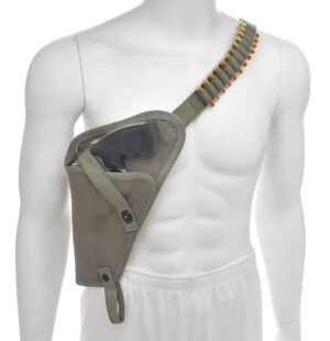 M3 Canvas Shoulder Holster With Shell Loops OD Fits Colt Anaconda 44 Magnum up to 6″ Barrel Left Hand
