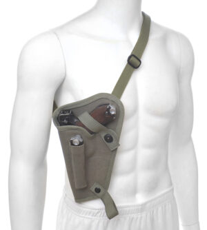 OD Canvas M3 Tanker Shoulder Holster with Magazine Pouch Marked JT&L fits P08 Luger Left Hand