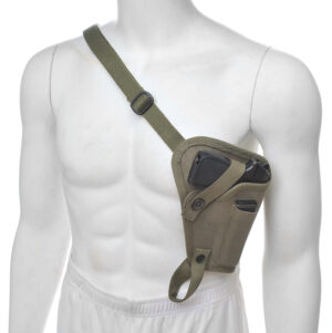 OD Cotton Webbing Tanker Shoulder Holster with Magazine Pouch fits Russian Makarov