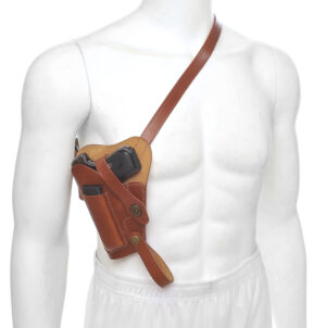 US WW2 M3 Colt 1903 1908 Hammerless Shoulder Holster with Magazine Pouch Premium Drum Dyed Leather Left Hand