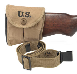 M1 Garand Buttstock Pouch and Canvas Sling marked JT&L 1942
