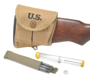 M1 Garand Buttstock Pouch marked JT&L 1942 and Buttstock Type Cleaning Kit