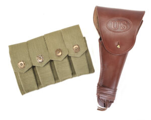 US WW2 M1916 Colt 1911 .45 Holster Utility Holster and 4 Cell M1911 Magazine Pouch
