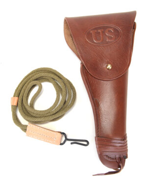 US WW2 M1916 Colt 1911 .45 Holster Marked JT&L® 1942 and US WW2 Lanyard