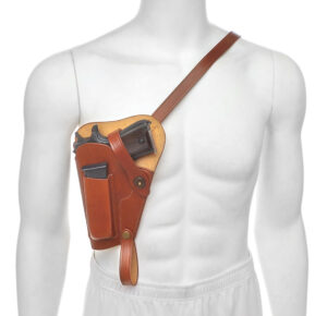 M3 Colt 1911 .45 Shoulder Holster Premium Drum Dyed Leather with Magazine Pouch fits USGI M1911 Left Hand Version
